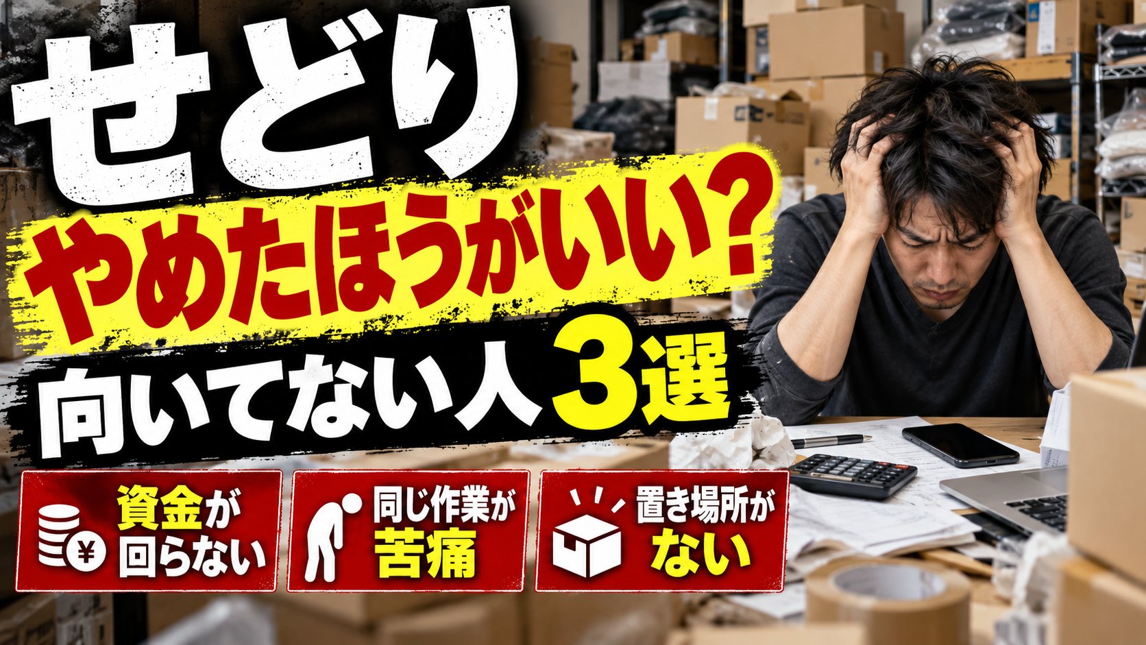 せどり、やめたほうがいい？向いてない人3選（資金が回らない・同じ作業が苦痛・置き場所がない）