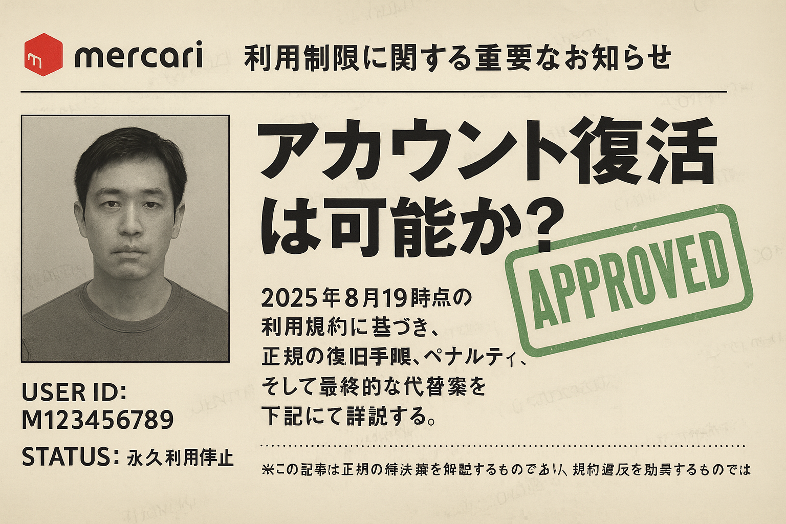 メルカリアカウント停止作り直し