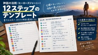 神話の法則テンプレート｜12ステップの書き込み式ひな形と、私の実話を全部当てはめた記入例