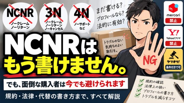 3N・NCNRとは｜ヤフオクは書ける、メルカリは違反。20年出品して分かった「客を選ぶ一文」の使い方