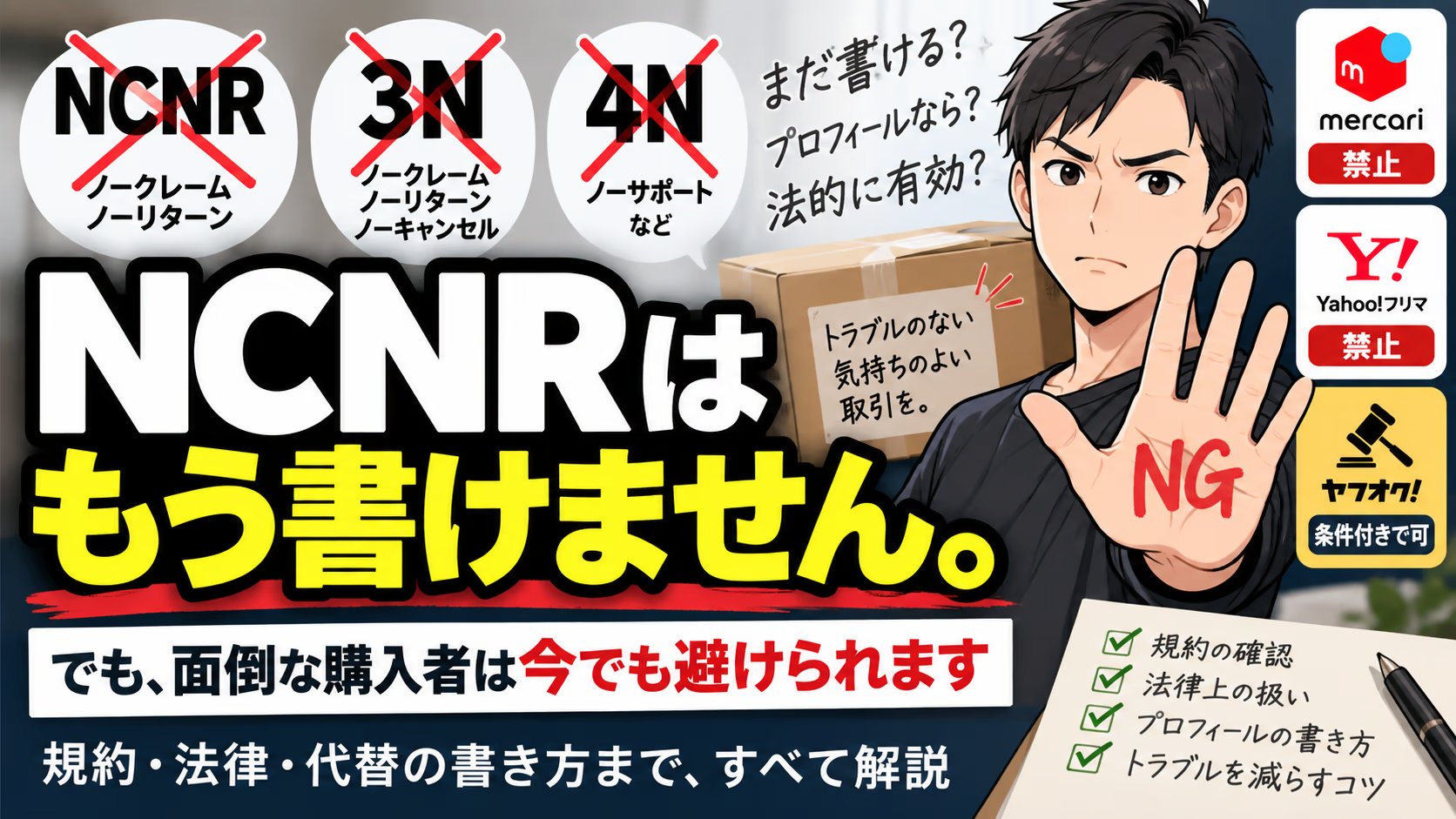 3N・NCNRとは｜意味と、メルカリで書けない理由。代わりにプロフィールへ書く文面