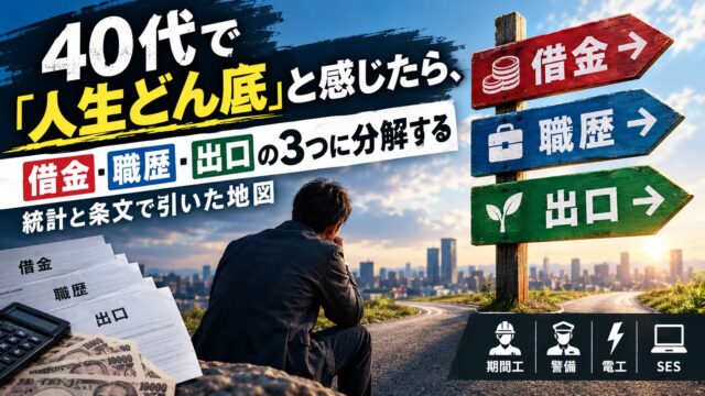 40代で「人生どん底」と感じたら、借金・職歴・出口の3つに分解する｜統計と条文で引いた地図