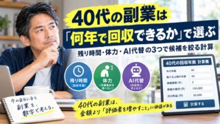 40代の副業は「何年で回収できるか」で選ぶ｜残り時間・体力・AI代替の3つで候補を絞る計算