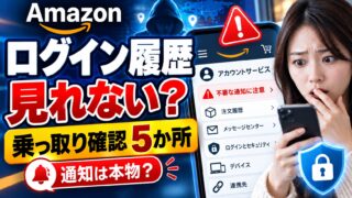 Amazonのログイン履歴｜一覧で見る画面はヘルプに見当たらない。代わりに注文履歴・メッセージセンター・端末・連携アプリを見る。身に覚えのない通知は私の場合は偽メールだった。パスキーと2段階認証
