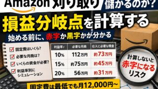 Amazon刈り取りの損益分岐点｜月10万円に必要な資金を利益率別に計算しました