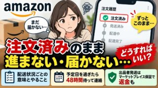 Amazonの注文が「注文済み」から進まない・届かない｜状態別の確認順と、48時間・3日の問い合わせライン