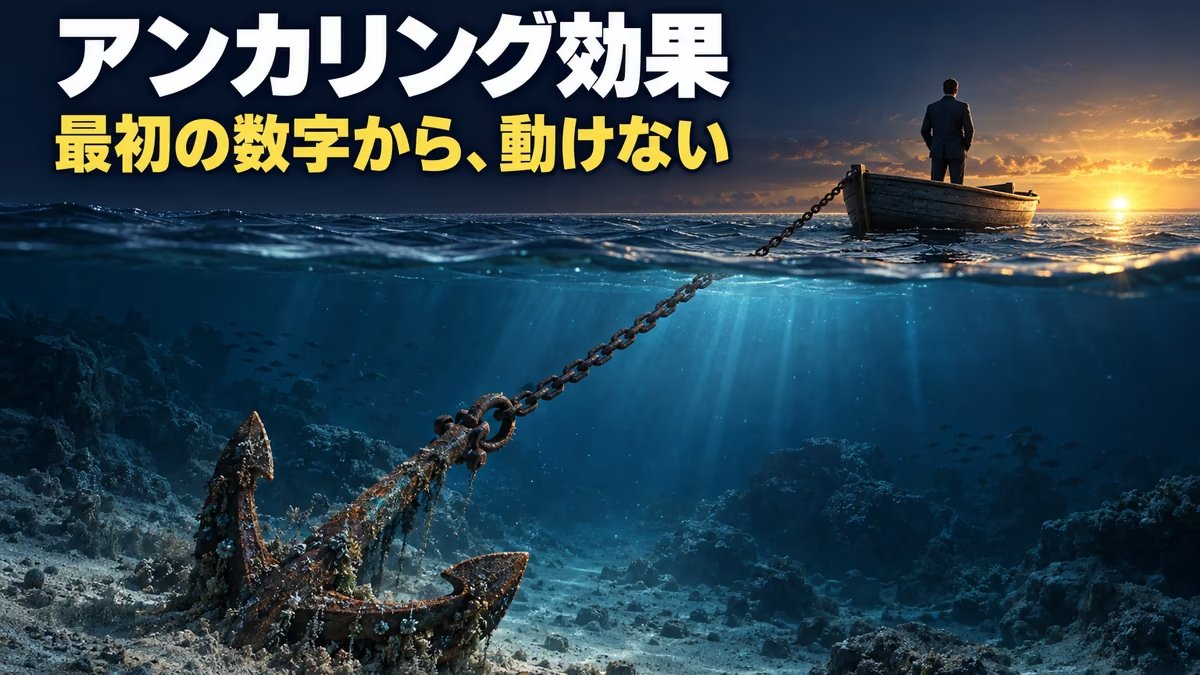 アンカリング効果とは｜意味と具体例、対策。入札の上限をせりの前に計算で決めて、値下げ交渉の数字には乗らない理由