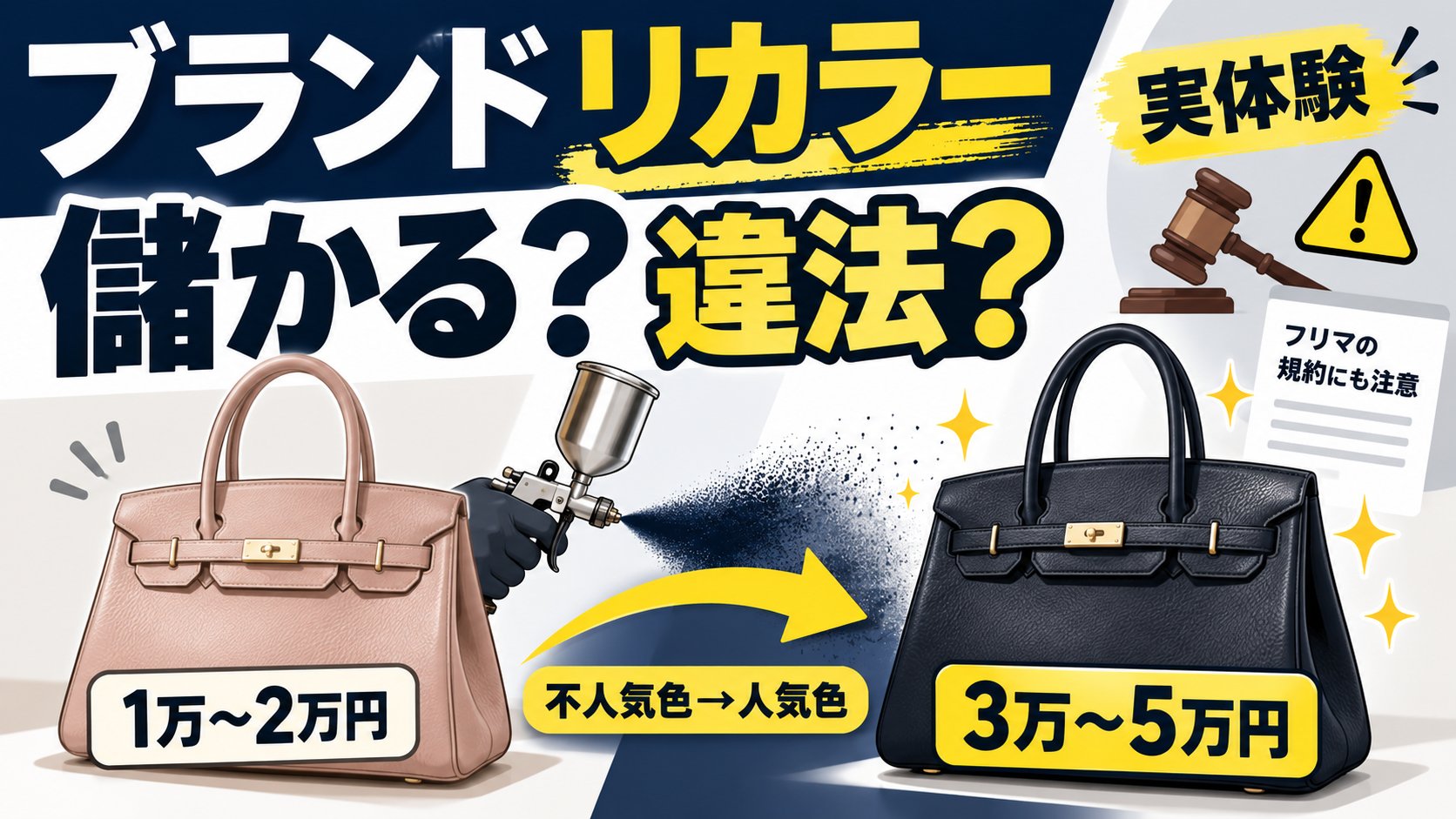 ブランドのリカラー転売：不人気色（1万〜2万円）を人気色に染め替えて3万〜5万円。儲かる？違法？