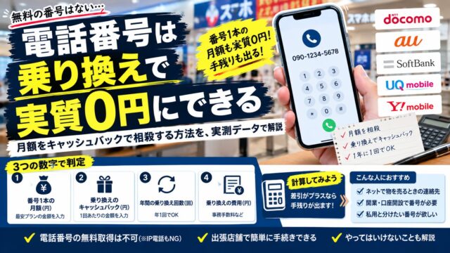 電話番号を無料で取得する方法は、いまはありません｜番号の月額を乗り換えで消して実質0円にする