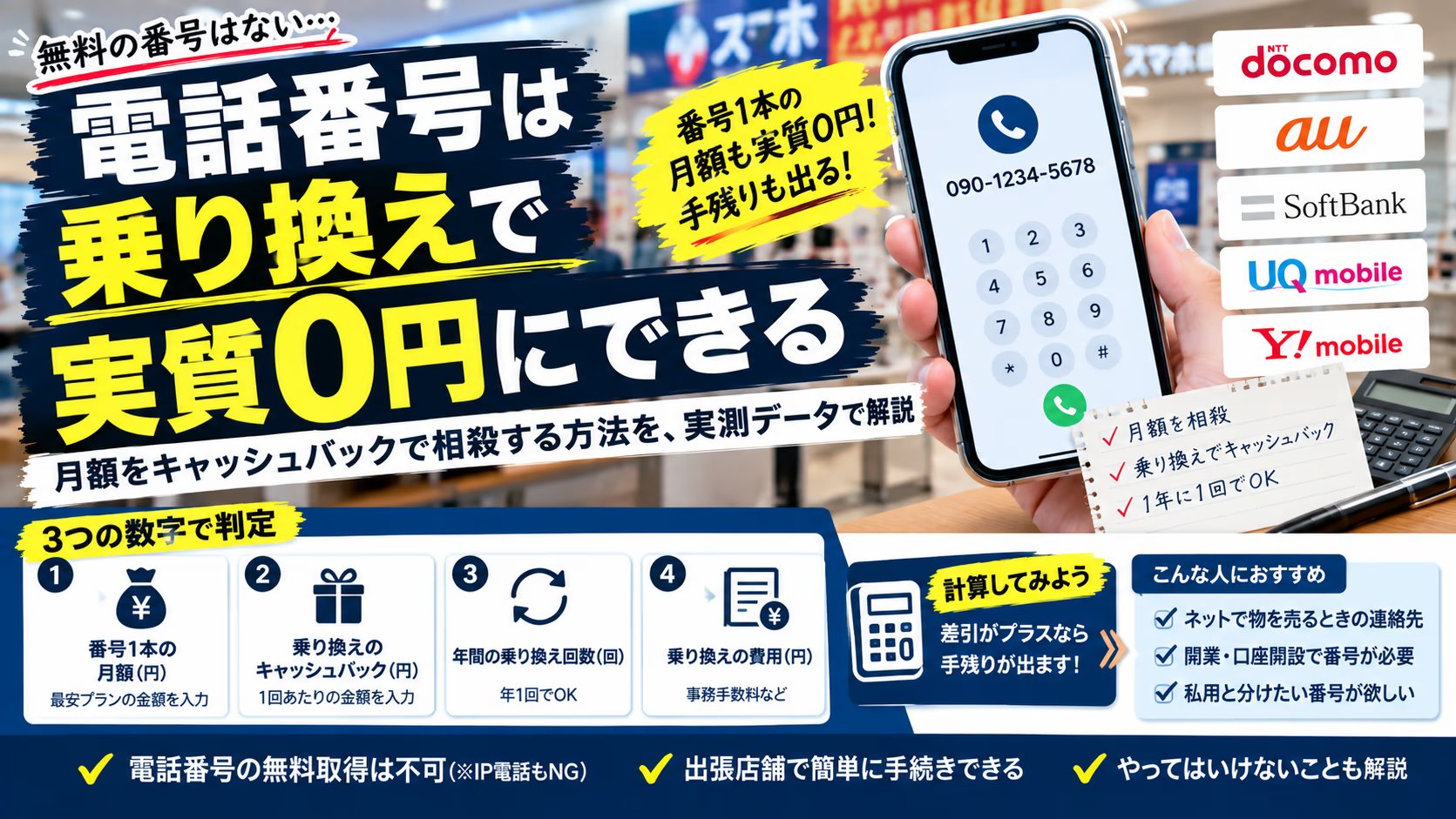電話番号を無料で取得する方法は、いまはありません｜番号の月額を乗り換えで消して実質0円にする