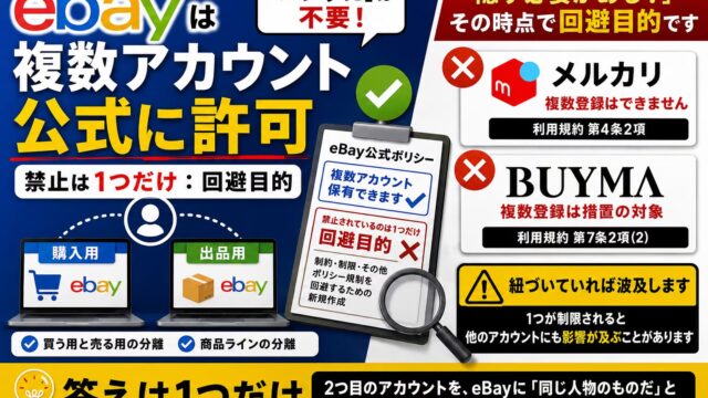eBay複数アカウントは公式に許可｜禁止は1つだけです
