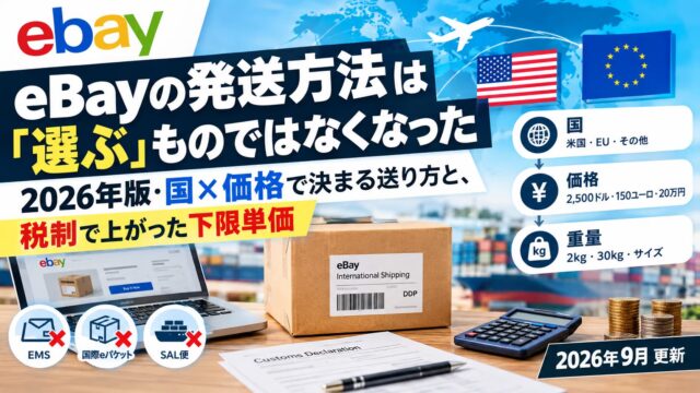 eBayの発送方法は「選ぶ」ものではなくなった｜2026年版・国×価格で決まる送り方と、税制で上がった下限単価