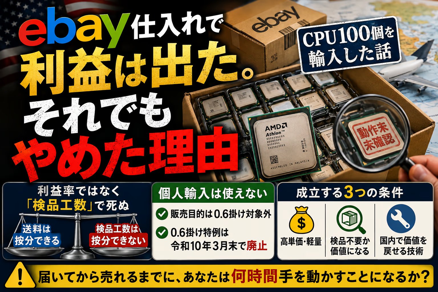 eBay仕入れは儲かるのか｜100個のCPUを輸入して分かった構造的な限界