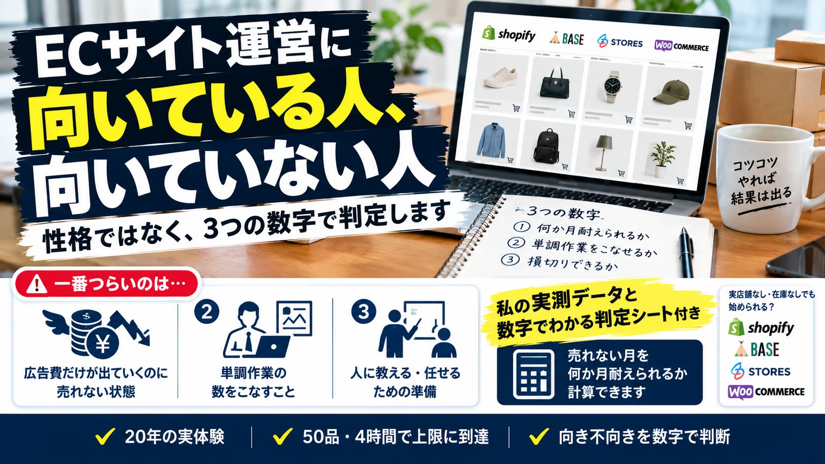 ECサイト運営に向いてる人は、性格ではなく3つの数字で決まります｜20年一人で回した側の判定