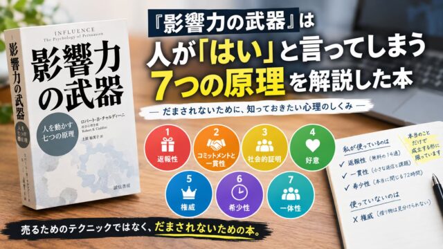 『影響力の武器』要約｜7つの原理と、私が使っている原理・使っていない原理