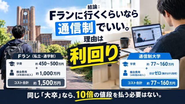 Fラン大学に行く意味はあるか｜学費の利回りで考えれば通信制でいい。「卒業できない」への答えも含めて