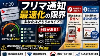 メルカリの通知が遅い・来ない原因と直し方｜新着通知は30日で切れる。設定と、速くしても勝てない相手
