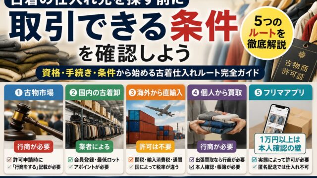 古着の仕入れ先5ルート｜古物市場に入る条件と、仕入れ前に要る手続き