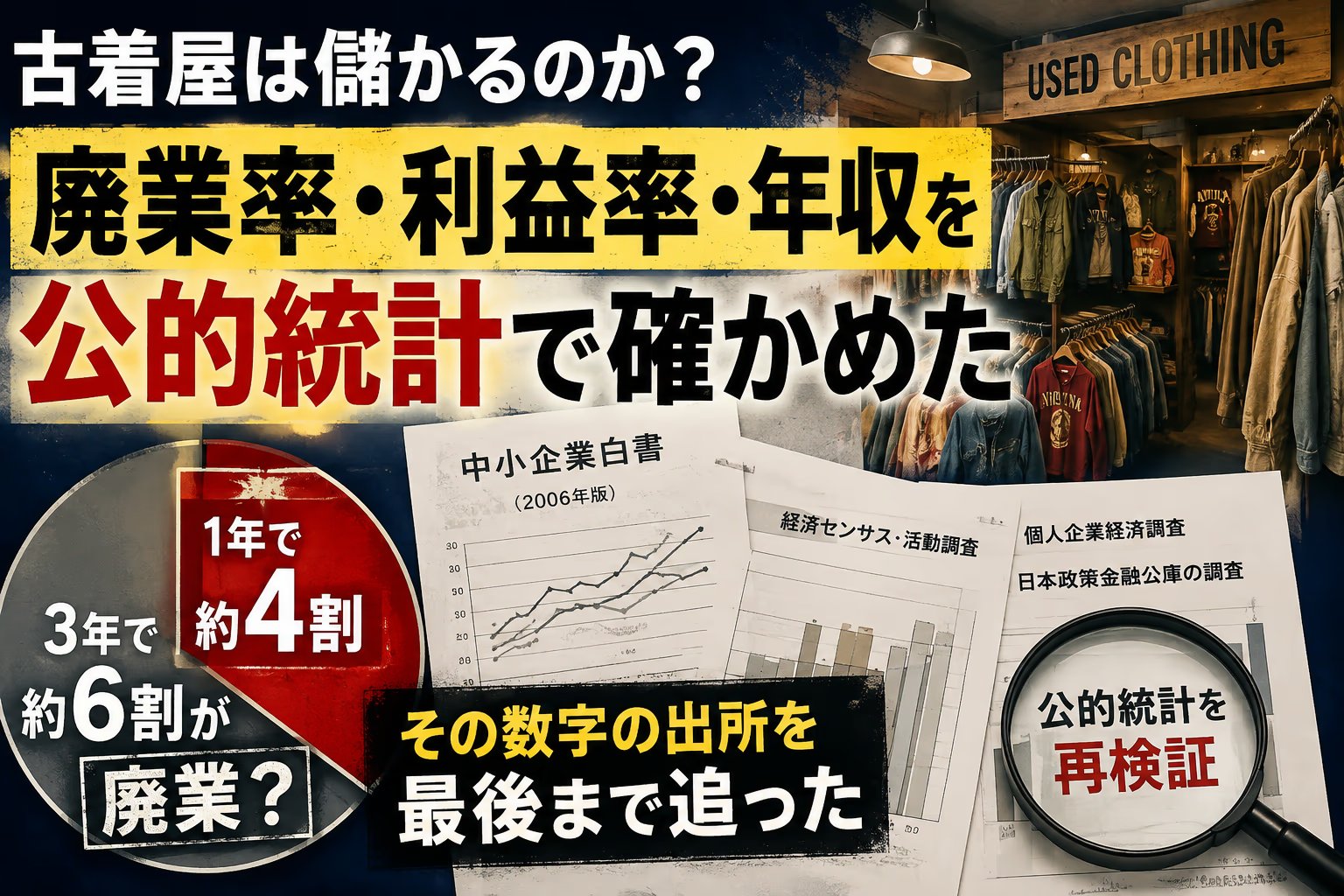 古着屋は儲かるのか｜廃業率・利益率・年収を公的統計で確かめた