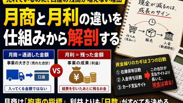 月商と月利の違い｜売上が上がっても現金が残らない本当の理由