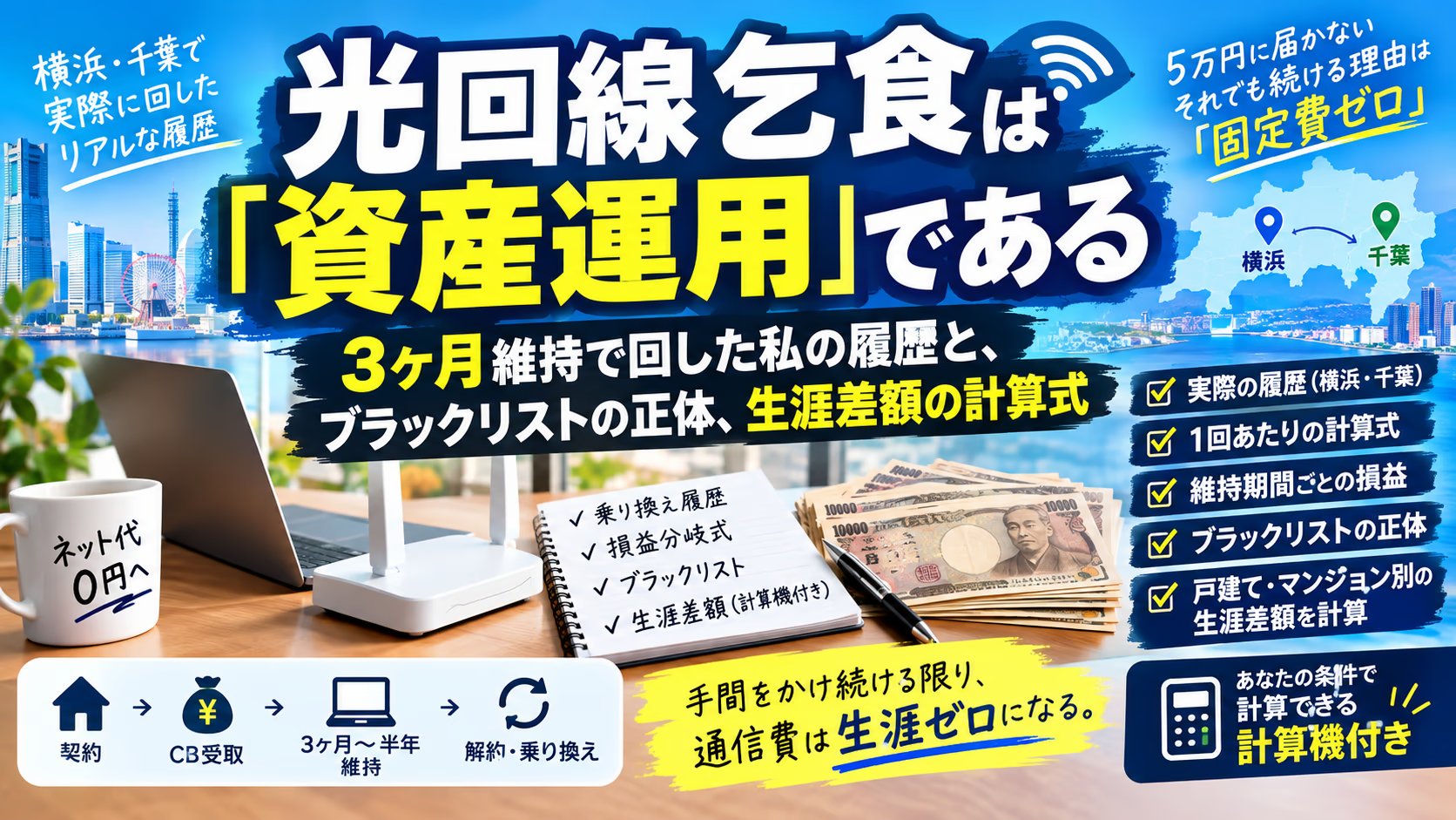光回線乞食は「資産運用」である｜3ヶ月維持で回した私の履歴と、ブラックリストの正体、生涯差額の計算式