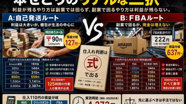 本せどりは稼げない？FBAだと110円の本もAmazon637円以上でないと赤字になる