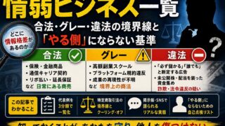 情弱ビジネス一覧｜合法・グレー・違法の境界線と「やる側」にならない基準