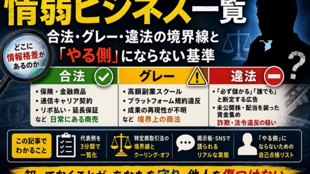 情弱ビジネス一覧｜合法・グレー・違法の境界線と「やる側」にならない基準