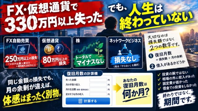 株で人生終わった人と、終わらなかった私の差｜FXと仮想通貨で330万円以上失って分かった「損失÷月の余剰」