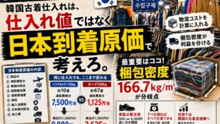 韓国古着仕入れ｜日本到着原価で考える・梱包密度166.7kg/m³という分岐点