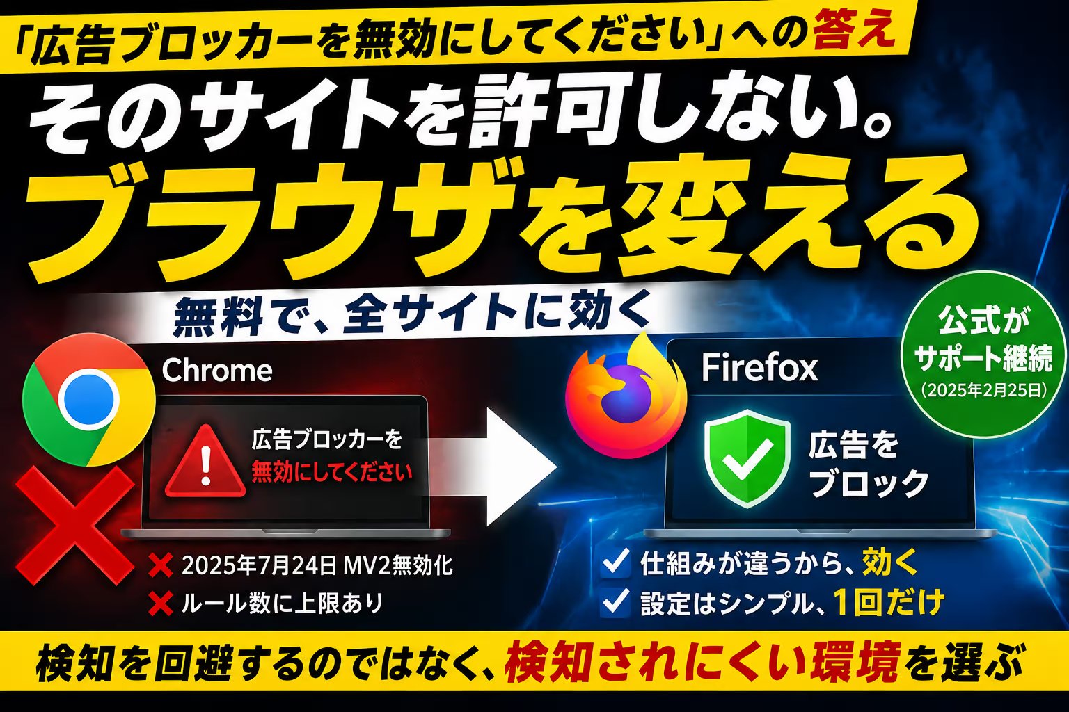 「広告ブロッカーを無効にしてください」がうざい時の回避法｜スマホ・PCで解除せずに読む無料の方法