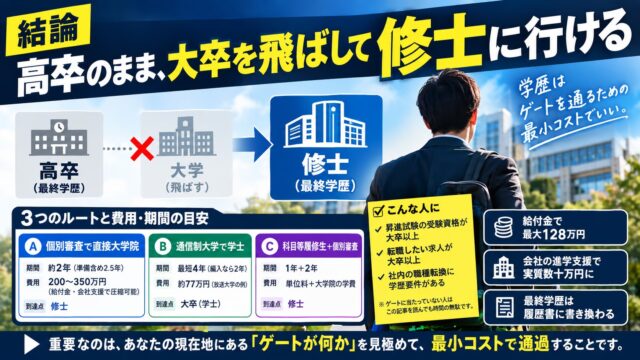 高卒から大学院（MBA）へ｜最終学歴を「高卒」から「修士」に書き換える最短ルートと最安コスト