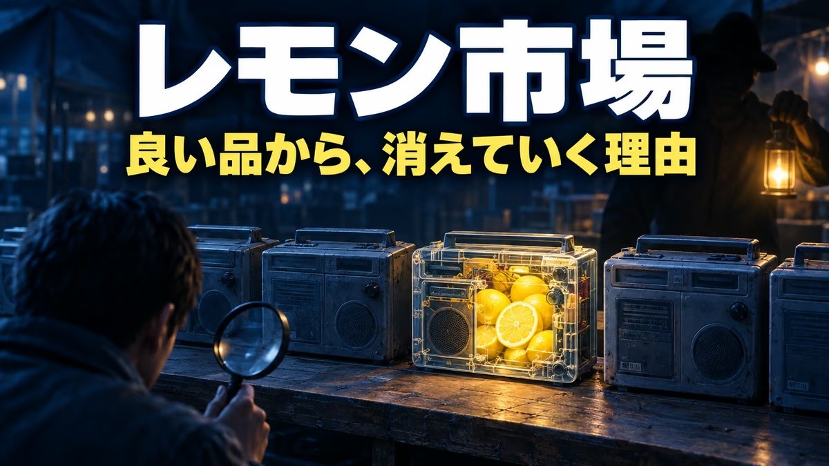 レモン市場とは｜逆選択・情報の非対称性の意味と具体例。「動作未確認」が、直せる私には値引きの理由だった
