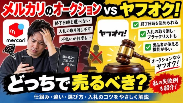 メルカリのオークションの仕組み｜終了は翌日20時台、残り5分未満の入札で延長。ヤフオクとの違いと、不払いが続いた私の結論