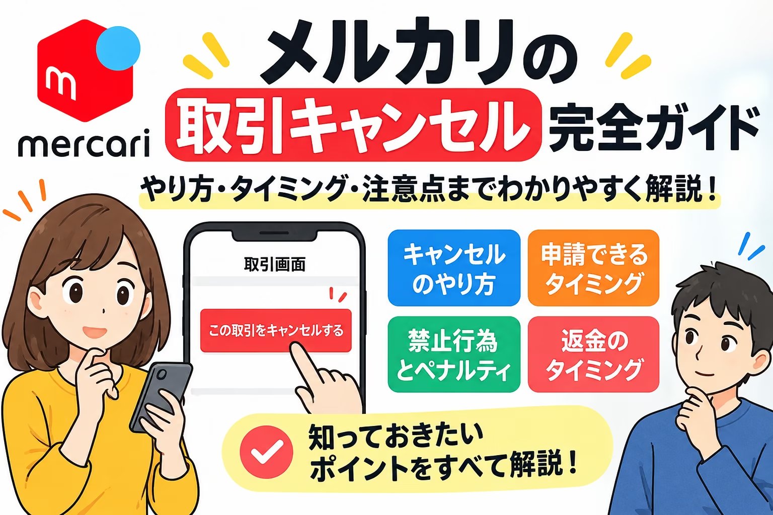 メルカリの取引キャンセル（やり方・申請できるタイミング・禁止行為とペナルティ・返金のタイミング）