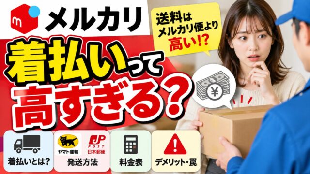 メルカリの着払い｜選べるのはゆうメール・クロネコヤマト・ゆうパック・未定の4つ。送料は受け取るときに払い、ほとんどの場合メルカリ便より高い