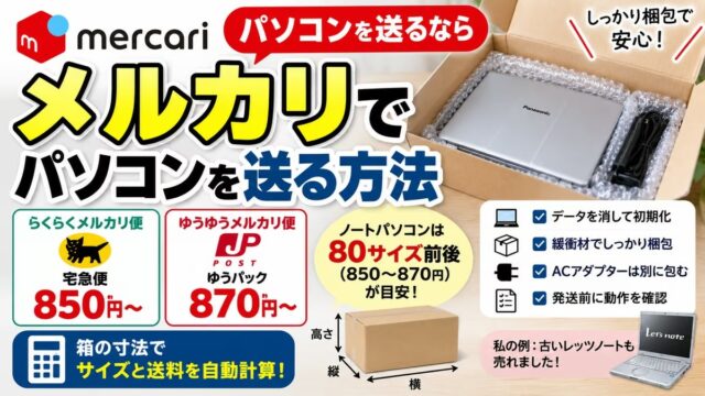 メルカリでパソコンを発送・梱包する方法｜送料の目安とサイズ計算機、古いレッツノートを売った私の例