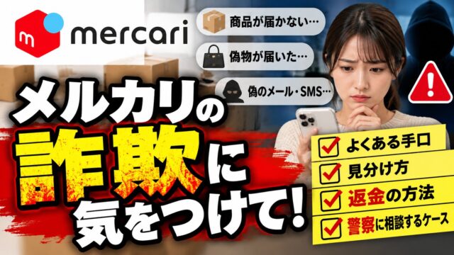 メルカリの詐欺｜手口は「届かない・偽物・すり替え・外部誘導・偽メール」。受取評価の前なら止められる。被害に遭ったことがない私がやっているのは3つ
