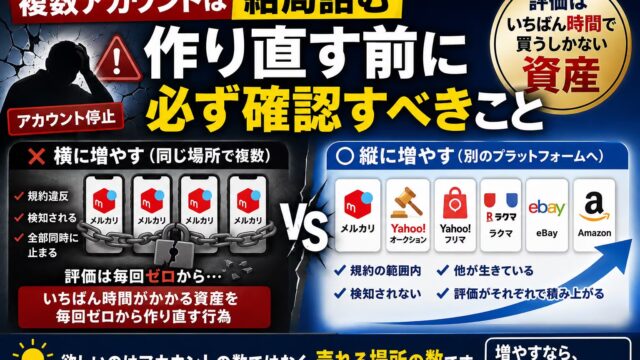 メルカリで複数アカウント（2つ目）は持てる？｜公式は1人1つ。家族・同じスマホ・間違えて作った場合とShops