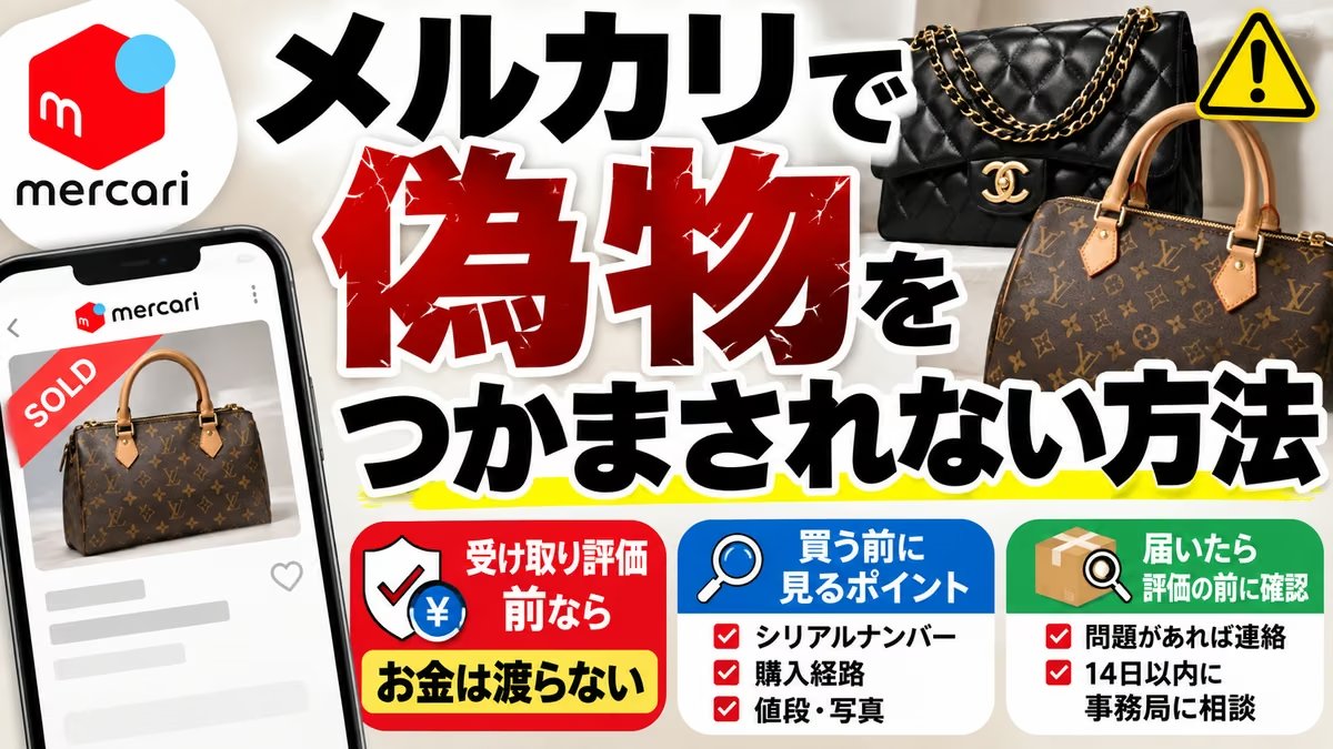 メルカリで偽物をつかまされない方法｜受け取り評価の前ならお金は渡らない