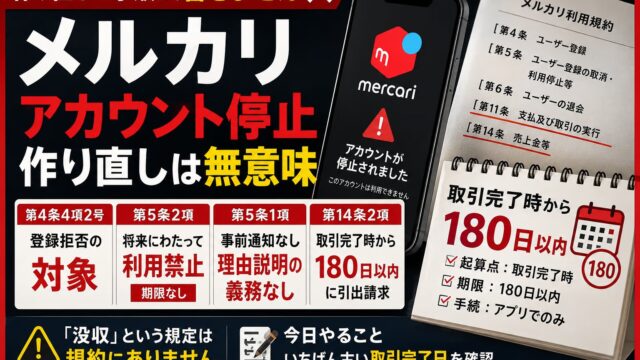 メルカリのアカウント停止｜作り直しより先に、180日を確認する