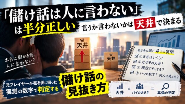 「儲け話は人に言わない」は半分正しい｜言うか言わないかは「天井」で決まる