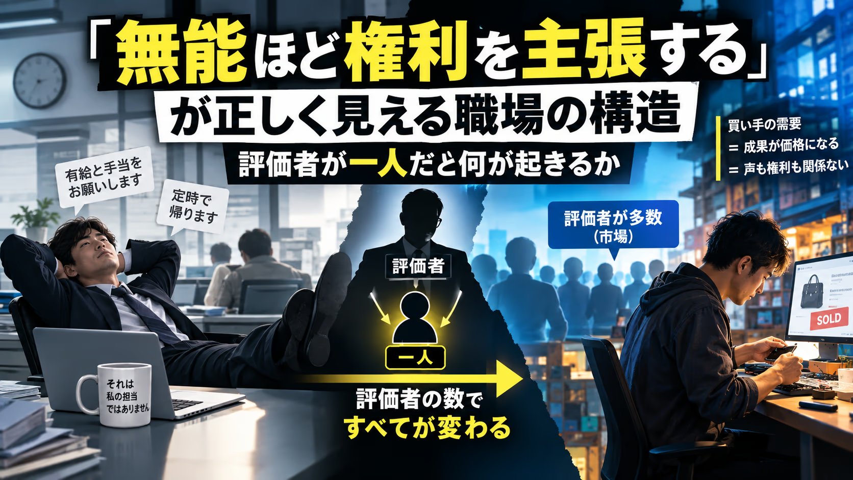 「無能ほど権利を主張する」が正しく見える職場の構造｜評価者が一人だと何が起きるか