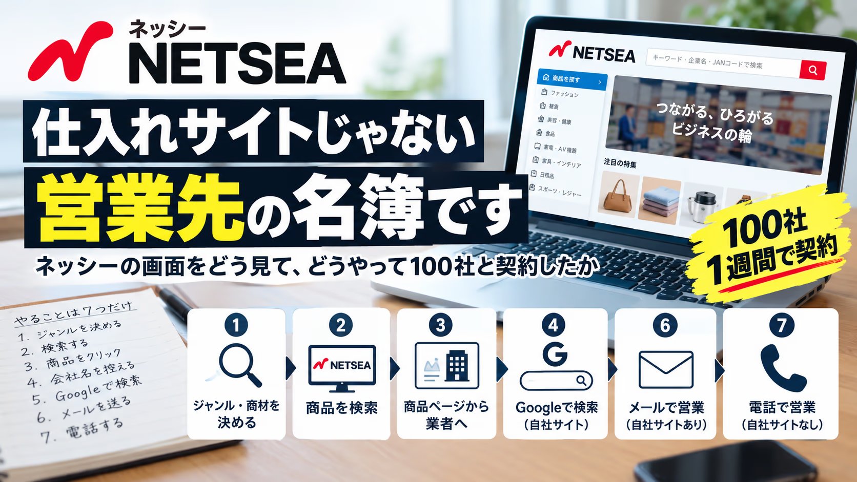 ネッシー（NETSEA）は仕入れ先ではなく名簿です｜1週間で100社と契約した使い方