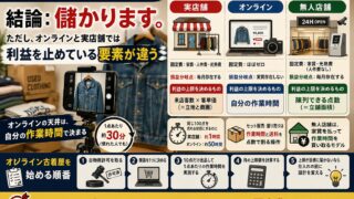 オンライン古着屋は儲かるのか｜実店舗・無人店舗と損益構造を比較