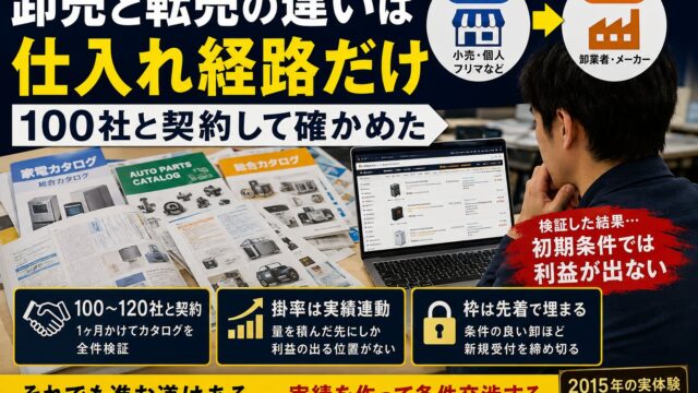 卸売と転売の違いは仕入れ経路だけ｜100社と契約して確かめた