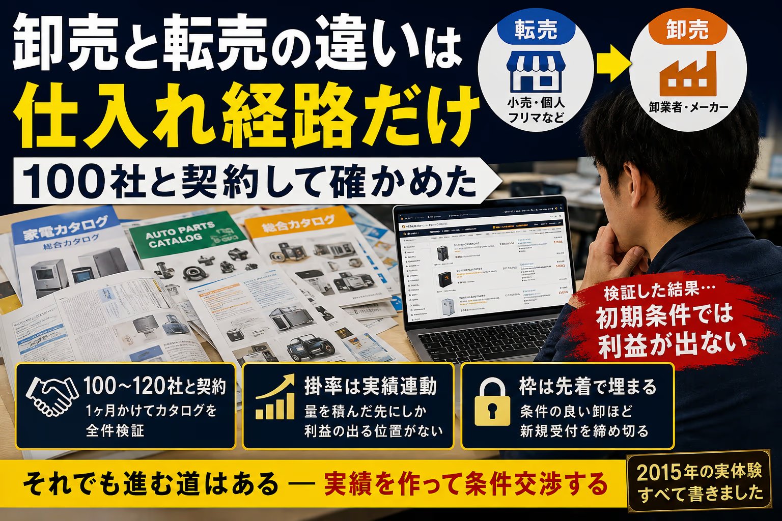 卸売と転売の違いは仕入れ経路だけ｜100社と契約して確かめた