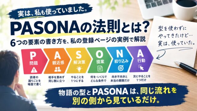 PASONAの法則とは｜使わずにきた私が、自分の登録ページを当てはめたら、その順番に並んでいた