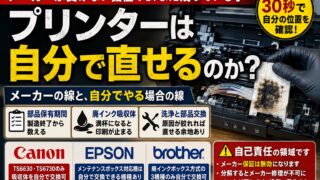 プリンター修理は自分でできる？｜キヤノン（キャノン）・エプソンの廃インク吸収パッド・洗浄・部品交換と買い替え判断