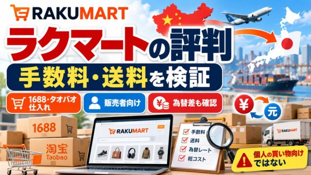 ラクマートの評判｜手数料5%（V0〜V4は1,000元以下で一律50元）と為替1元24.46円。消費者向けではない販売者向けの代行。使ったことのない私が、料金表・規約・見積ツールで払う額を計算した